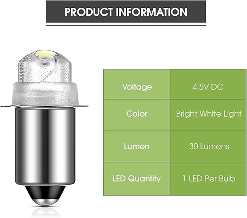 Miniatura 6 de Honoson 3 bombillas de linterna de 55 lúmenes, 4.5 voltios, bombillas LED de repuesto para linterna con 10 años de vida útil, 41-1644 Krypton