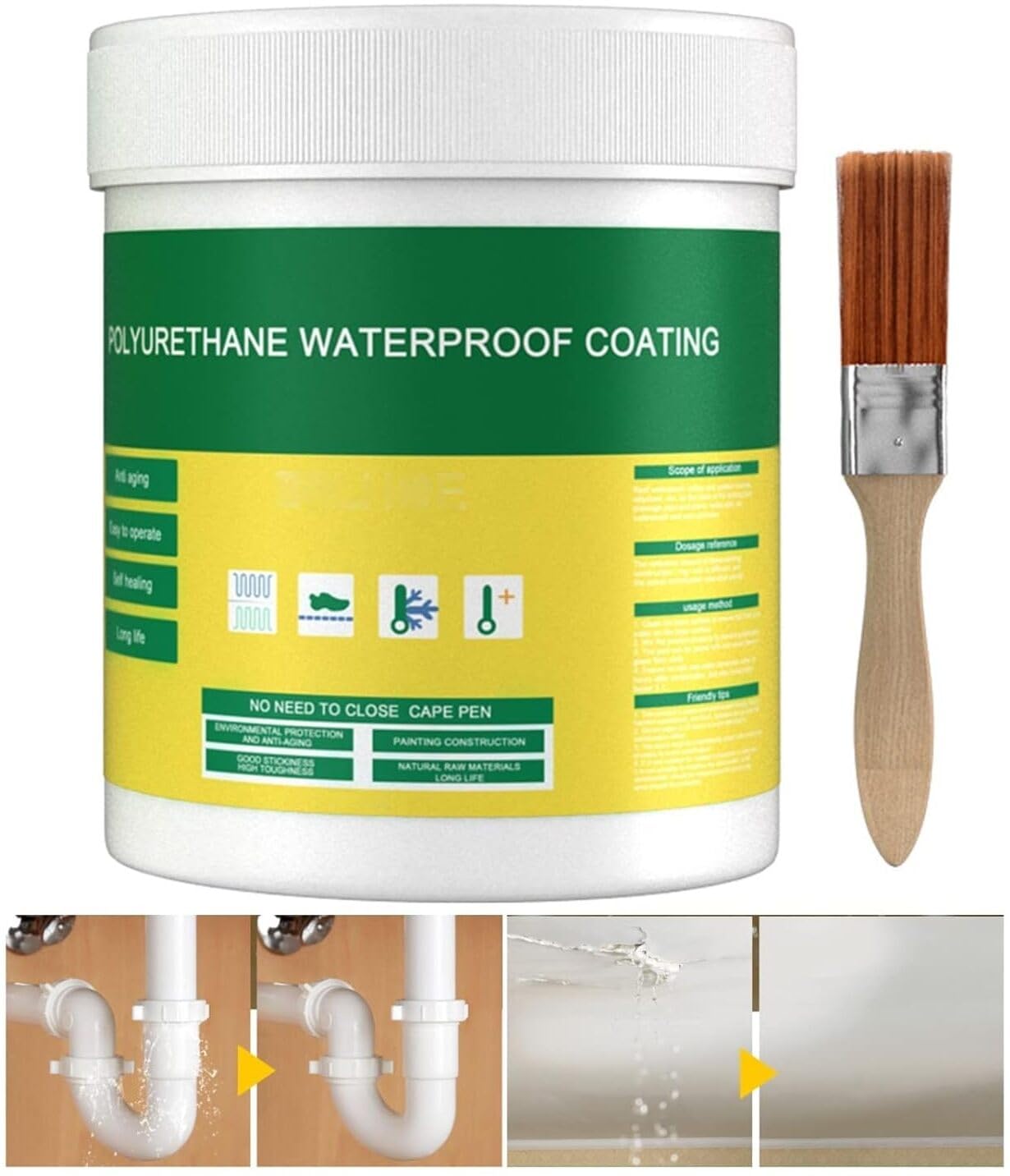 Hoaxer Super Strong Adhesive Seal Waterproof Coating Crack Seal Agent Roof Water Leakage Solution Waterproofing Transparent Glue for Pipe Wall Tiles Crack Filler with Brush (300gm) (B0D17Q4K3R) Amazon Price History, Amazon Price Tracker