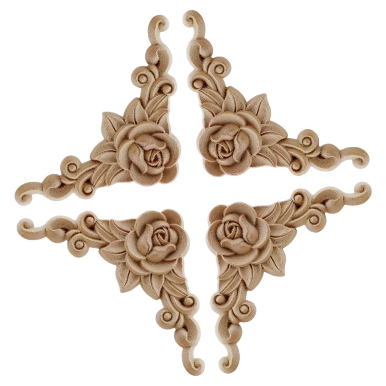 Moulure en bois sculpté fleur pour finition haut de gamme de mobilier