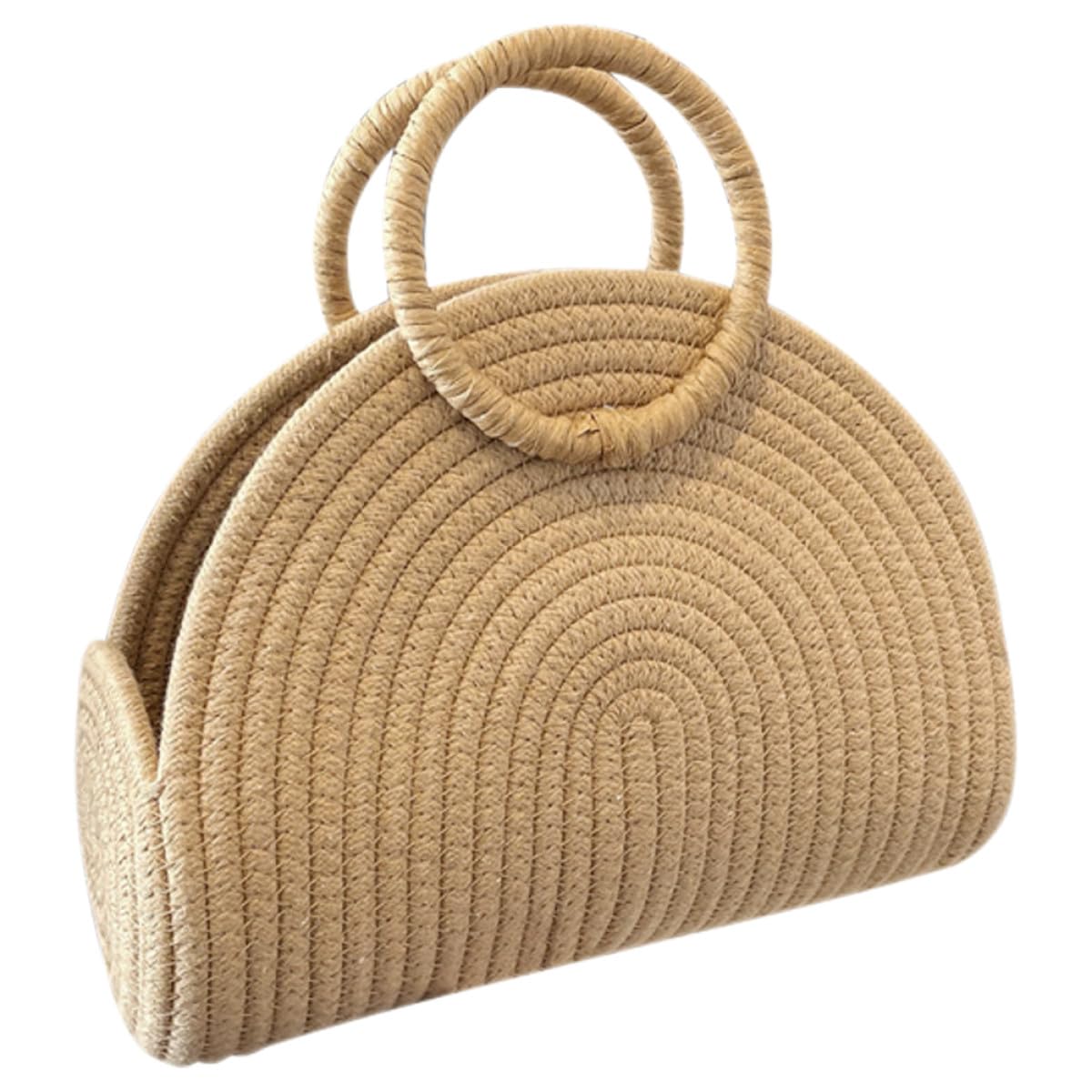 MAGICLULU Borsa Intrecciata in Corda di Cotone Manico Intrecciato, Borsa da Spiaggia Portatile e Capiente, lo Shopping al Mare