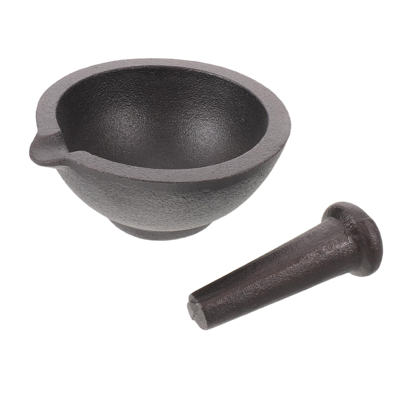 Mortier et Pilon en Fonte Noire, Broyage Manuel Polyvalent Cuisine