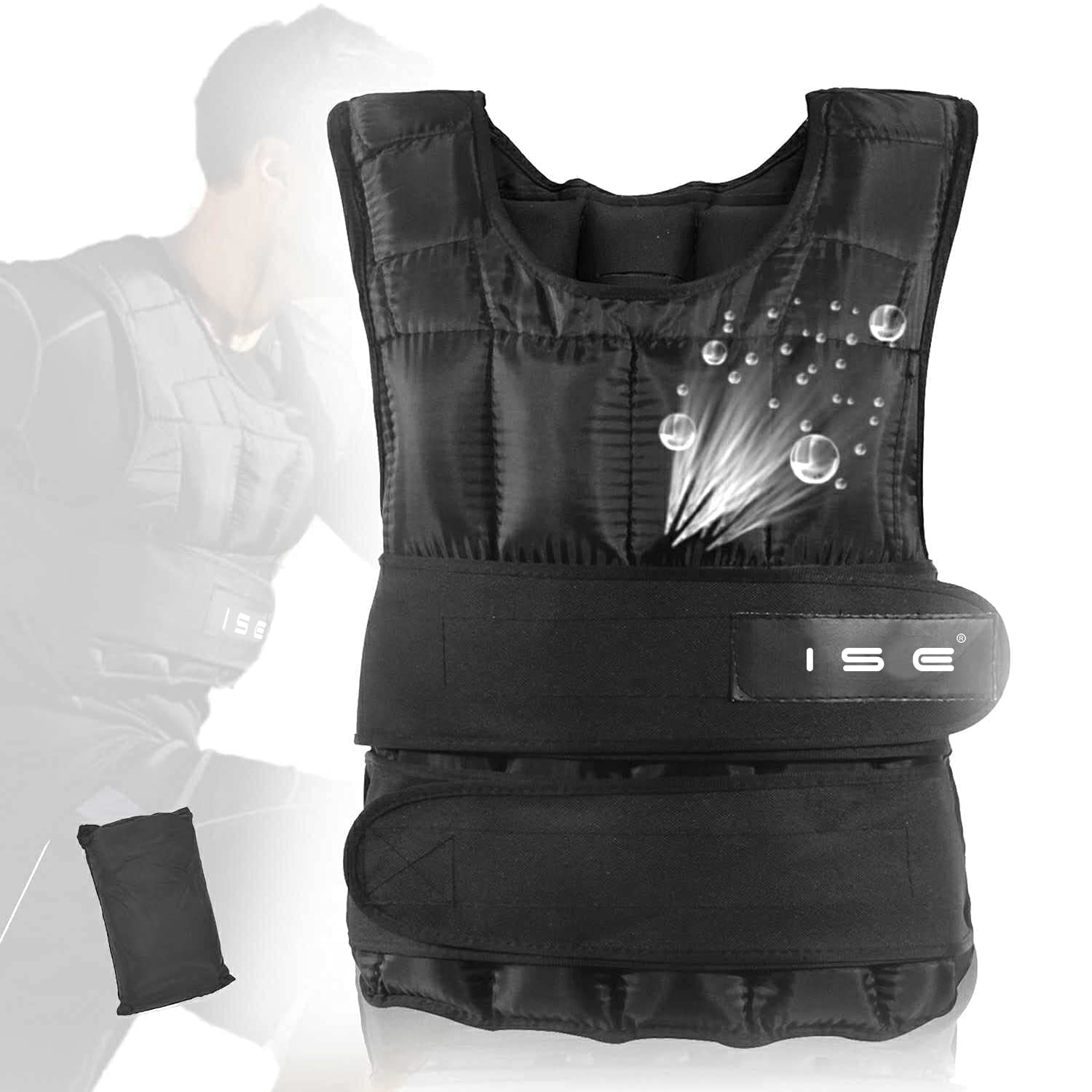 ISE Veste Lestée, Gilet Lesté, Gilets pour Poids Entrainement Musculation Exercice Vestes Lestées, Gilet de Leste Musculation, Poids Fitness, 10KG/15KG/20KG/25KG/30KG