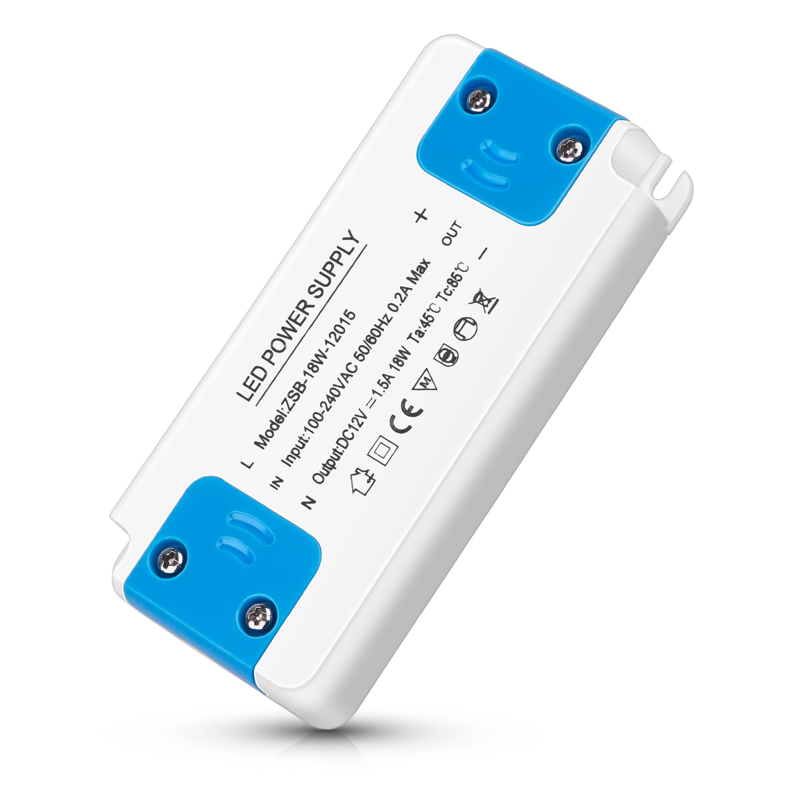 LED Transformer 18W, 12V LED Power Supply Driver Adapter 240V AC to 12V DC 1.5A Constant Voltage, for LEDs Strip Lights, Cabinet Lights, LEDs Display and G4, MR11, MR16 Light Bulbs