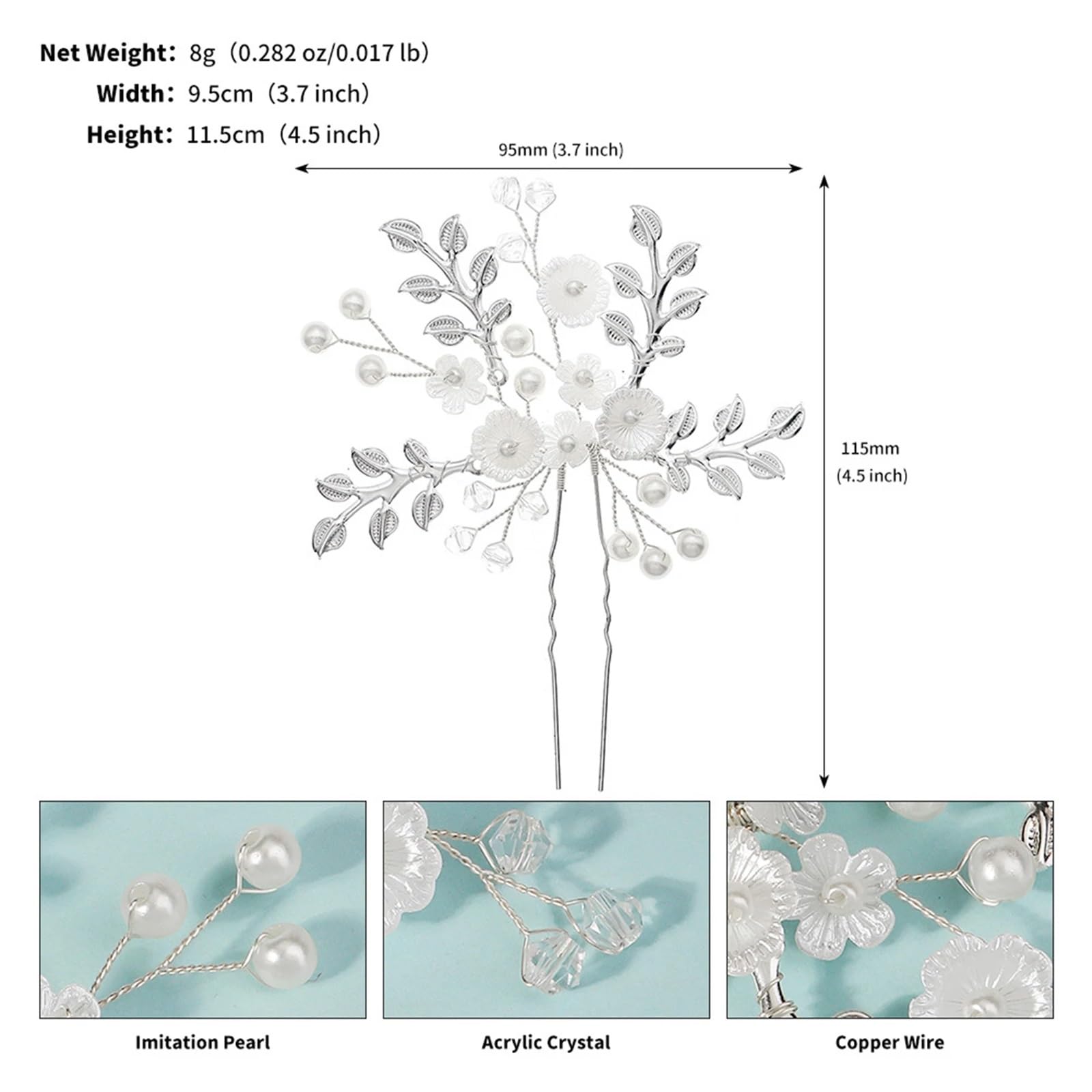 Forcine per Capelli Flower Hair Pins U Shape Headpiece Alloy Bridal Hairpin Clips For Festival Wedding Party Head Decor Accessories