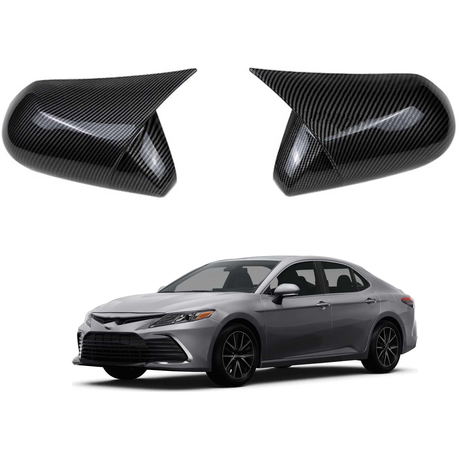 PAPEP Door Mirror Cover Caps for Toyota Camry 8th generation 2017-2023, Left Right Side Wing Rearview Mirror Cover Lid 2 Pieces Exterior Styling Accessory,Carbon fiber texture