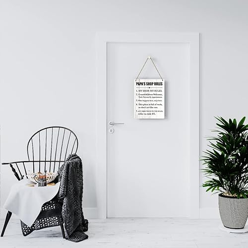 Miniatura 6 de Papa's Rules - Letrero colgante de madera para decoración de pared, regalo para el abuelo, regalo del día del padre, decoración de cueva para
