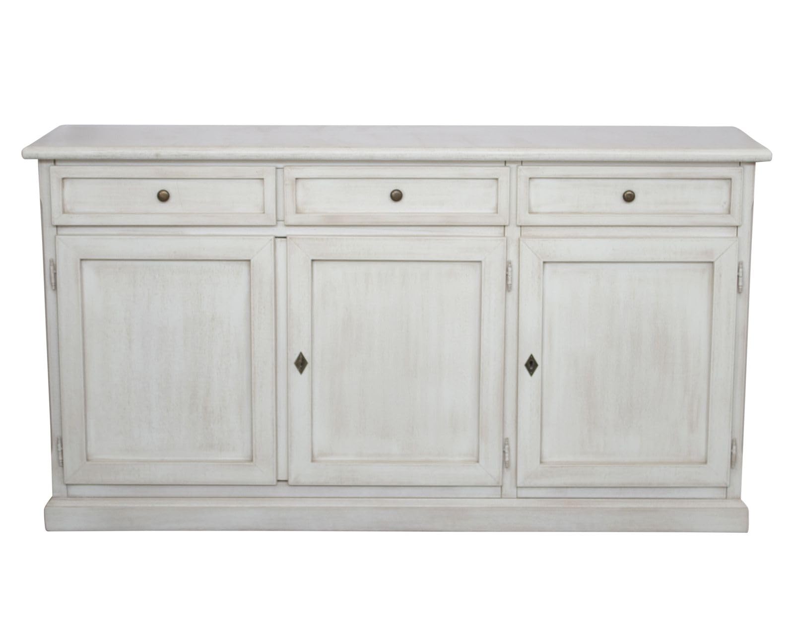 Vicentini arreda CREDENZA MADIA BUFFET IN LEGNO SHABBY CHIC 3 ANTE MOD MARTINI BIANCO ANTICATO