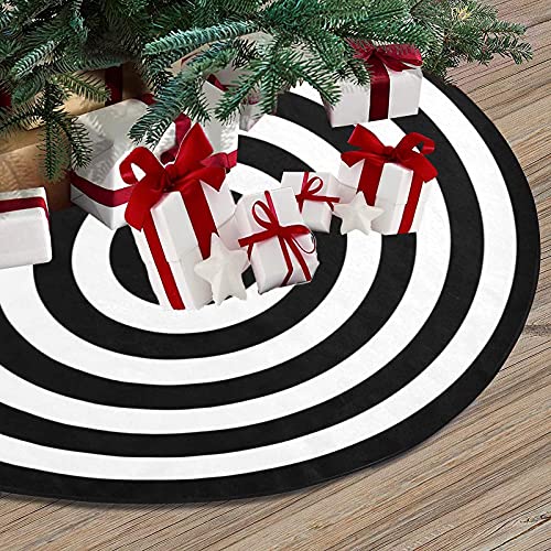 48 In Black And White Halloween Tree Skirt, Merry Xmas Ornaments Holiday Party 12 Laps Rustic Farmhouse Christmas Decor Indoor Large Halloween Pen Tree Mat For Burlap Christma Decorations 4' #TOP4