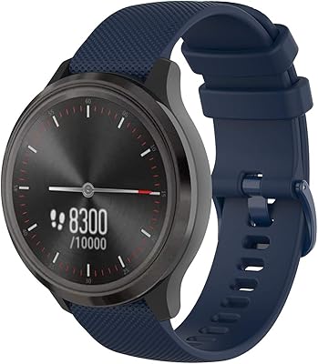 Senter 18mm Soft Rubber Plaid Replacement Straps for Garmin vivomove 3s/vivoactive 4s Smart Watch