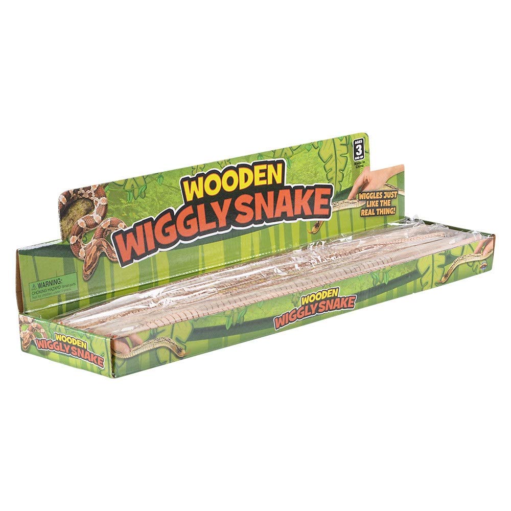 Zugar Land Large 20" Wooden Wiggly Snake (12 Pack) Wiggles just Like The Real Thing.
