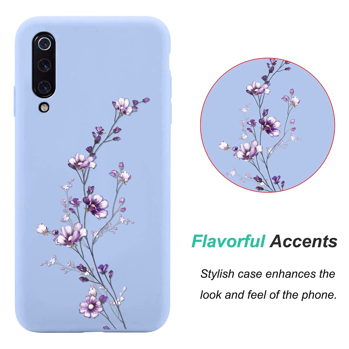 Yoedge Custodia Per Xiaomi Redmi Note 7 (6,3 Pollici) - Cover In TPU Silicone Morbido Ultra Sottile Con Disegno, Antiurto - Viola (3 Pezzi) - 4
