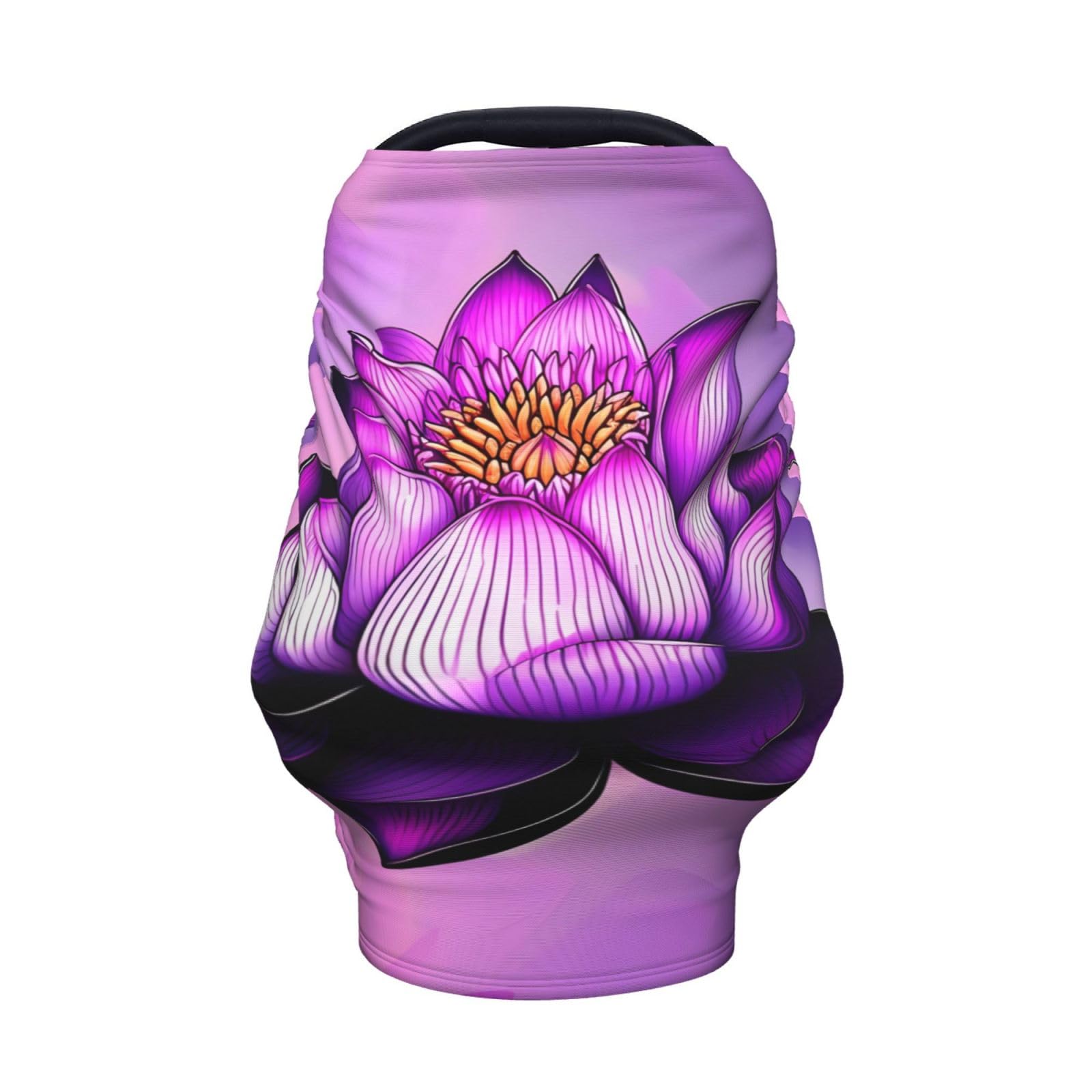 XZDHYZ Purple Lotus Versatile full-print Stroller Chair Cover/Nursing Cover, specially designed for your baby, Black