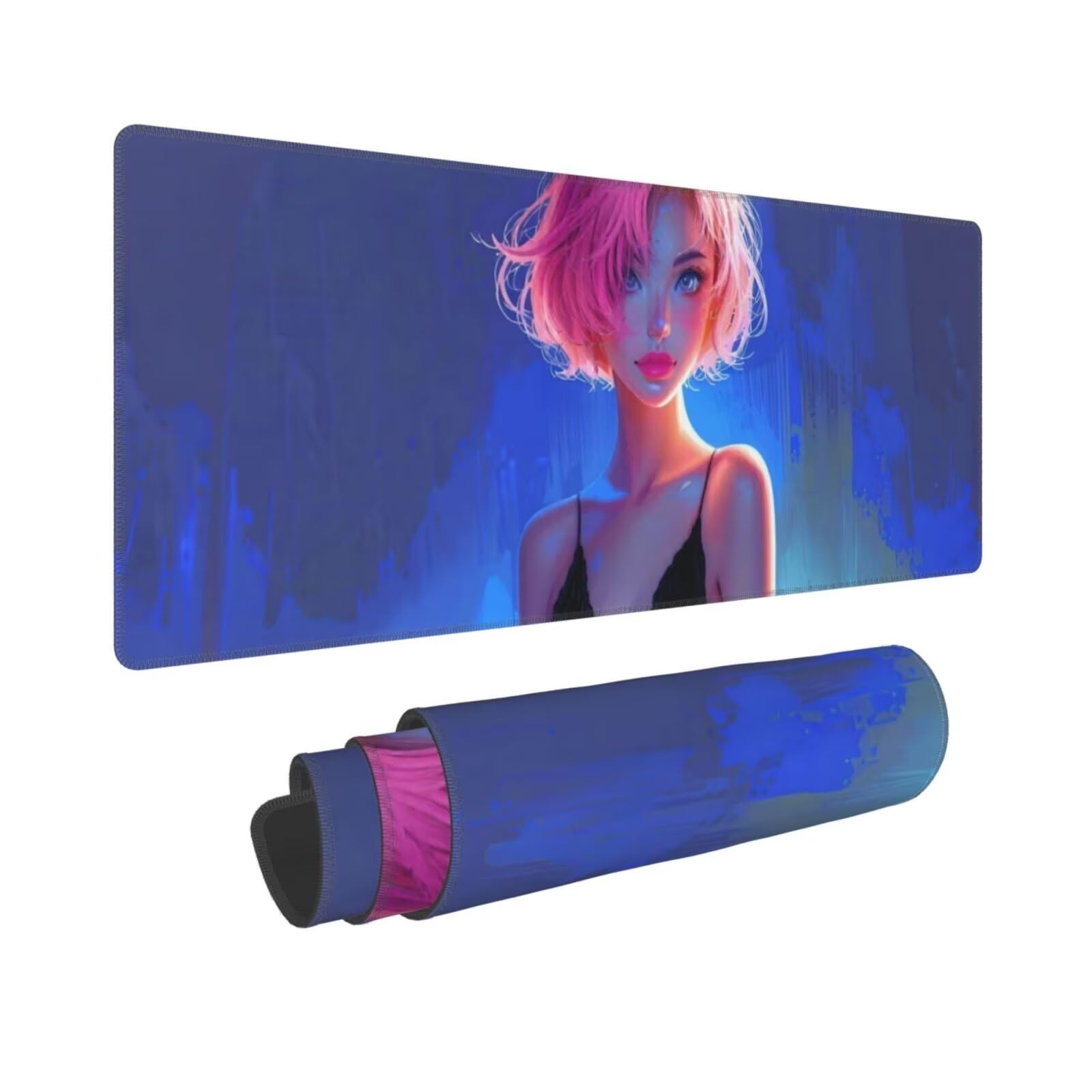 Tappetino Mouse, Tappetino Mouse Gaming Grande XXL 1500x800x3mm Tappetino Scrivania Mouse Pad, Base in Gomma Antiscivolo, Bordi Cuciti,Lavabile, Mousepad per Ufficio e Gaming (Ragazza sexy) R-694