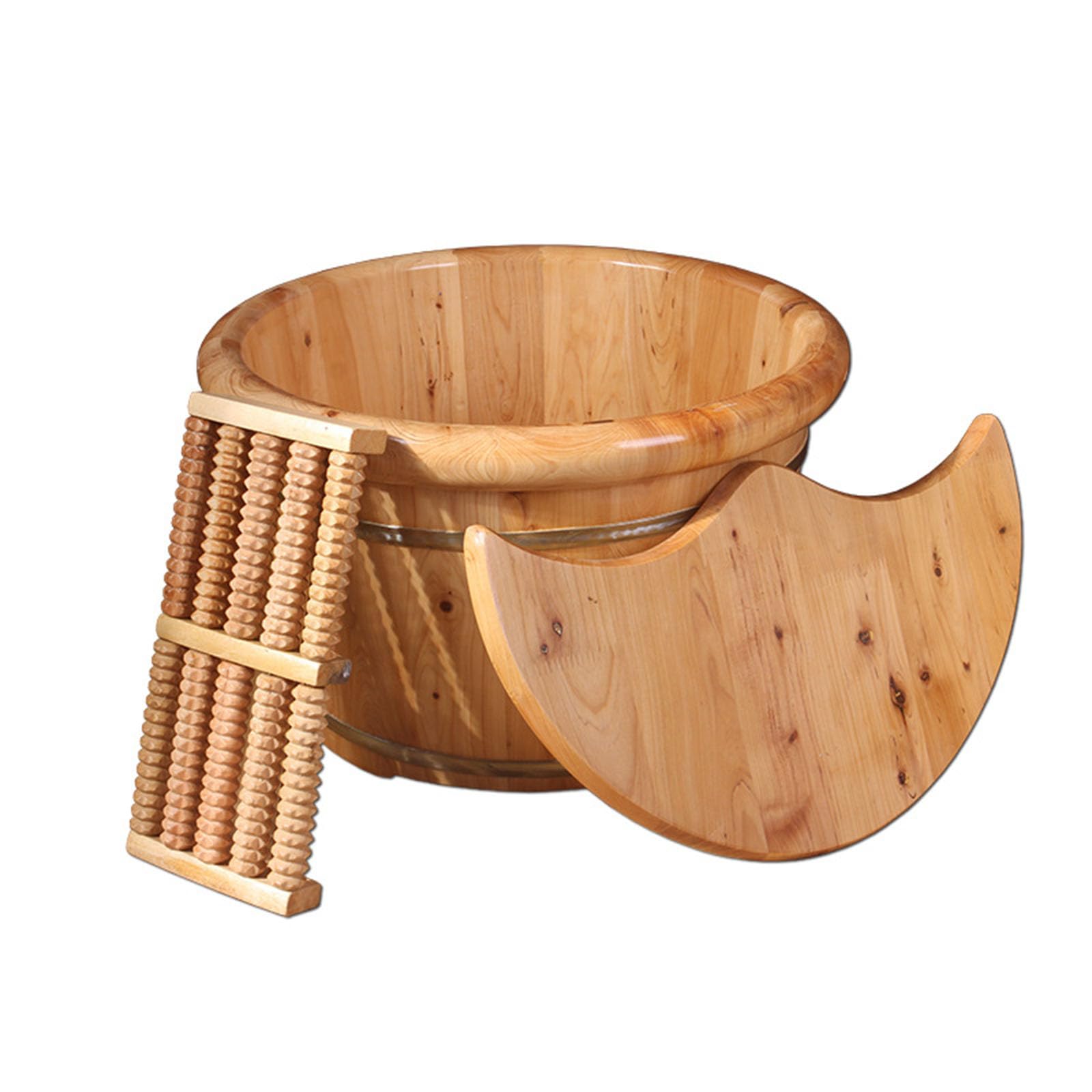 Wooden Foot Bath Foot Basin Set,Foot Bucket Spa Massager Pedicure Foot Bath Practical Bowls for Feet Khaki Foot Basin,1