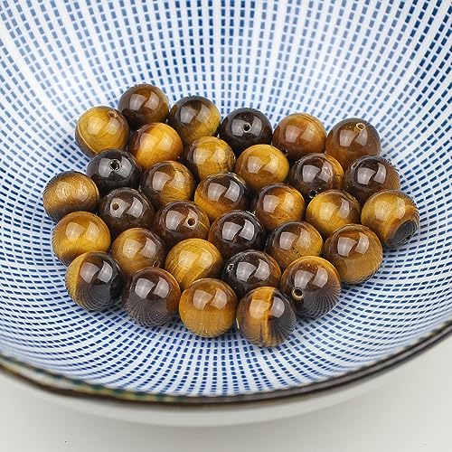 MJDCB Natural Round Stone Beads 6mm Yellow Tiger Eye Loose Gemstone Beads for Jewelry Making Bracelet Necklace 60pcs - Image 2