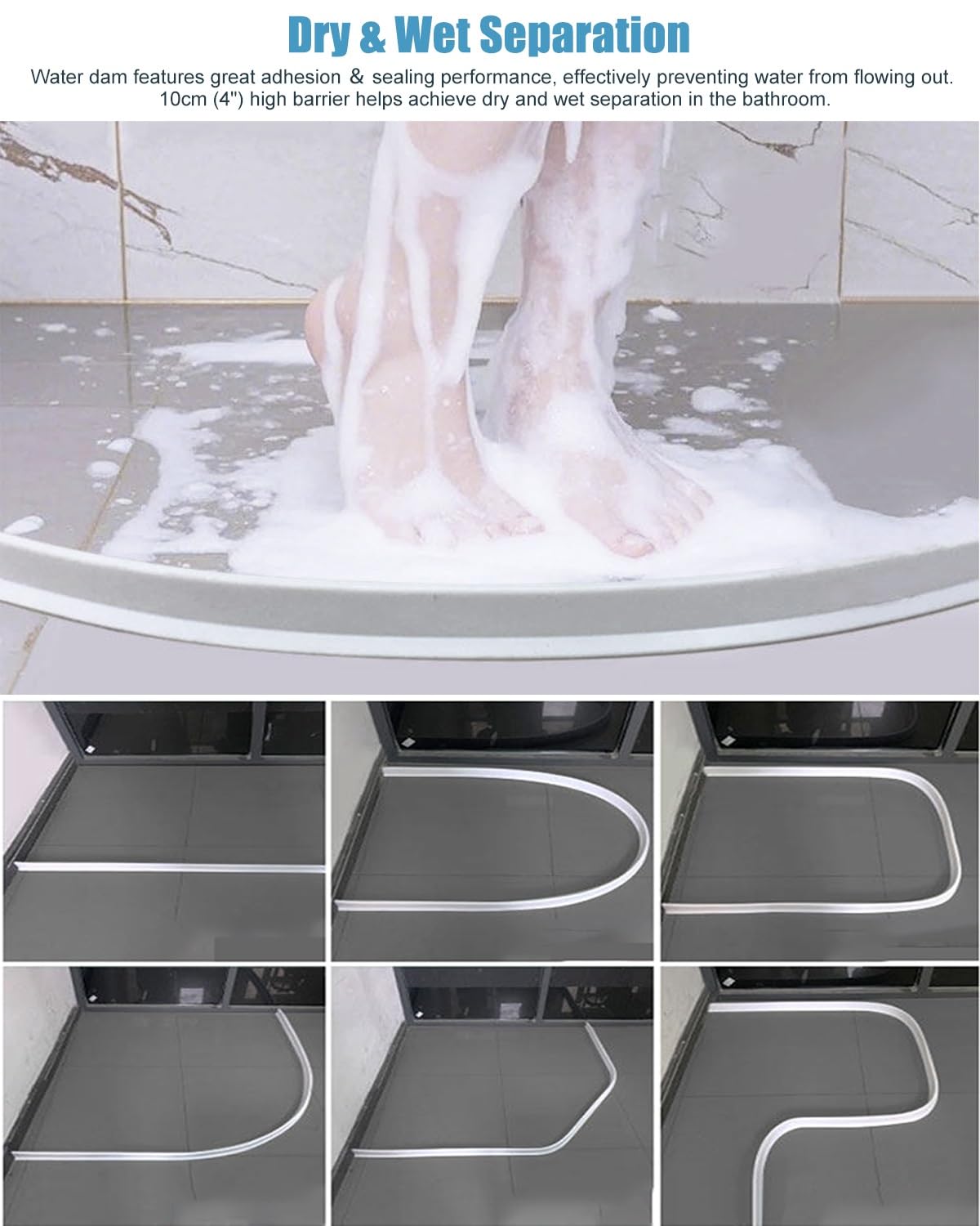 Schwallschutzleiste Dusche Lange Dusch-Wassersperre 10cm flexiblem Silikon