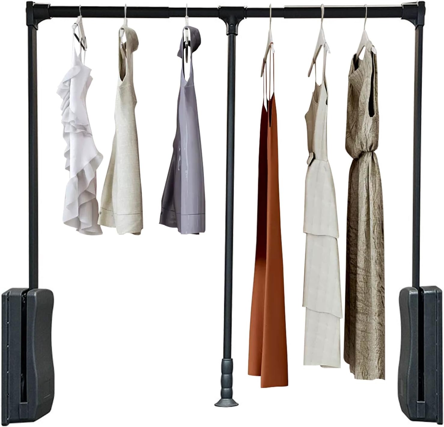 AIZYR Folding Wardrobe Rail, Retractable Wardrobe Bar Adjustable Coat Rack Adjustable Width Clothes Rail,700/930mm