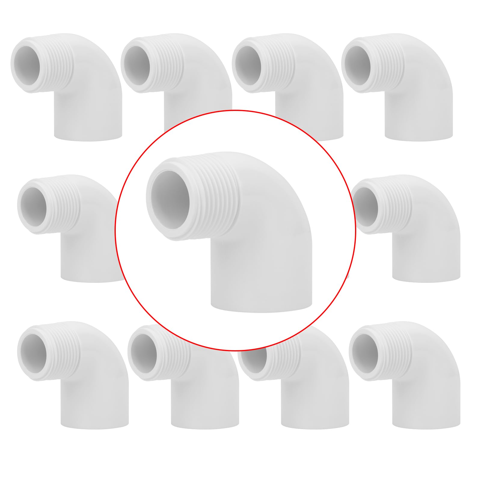Lswteiz 12Pack 3/4" Slip x Male Thread 90 Degree PVC Elbow Pipe Fittings, Furniture Build Grade SCH40 3/4IN Socket to Male Threaded Elbow PVC Corner