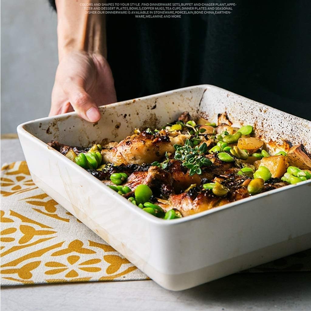 Baking Tableware-Ceramic Dessert/Appetizer Plates, Rectangular Salad Plates for Fruit, Cheese, Dessert, Lunch and More