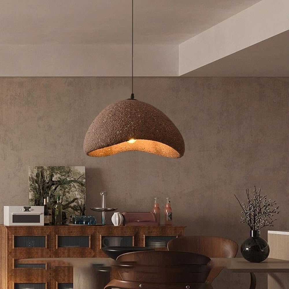 Suspension Style Japonais wabi-sabi Lampe Suspendue personnalité rétro E27 Lustre îlot de Cuisine Abat-Jour polystyrène Lampe de Restaurant Table éclairage de Plafond adapté Chambre Salon