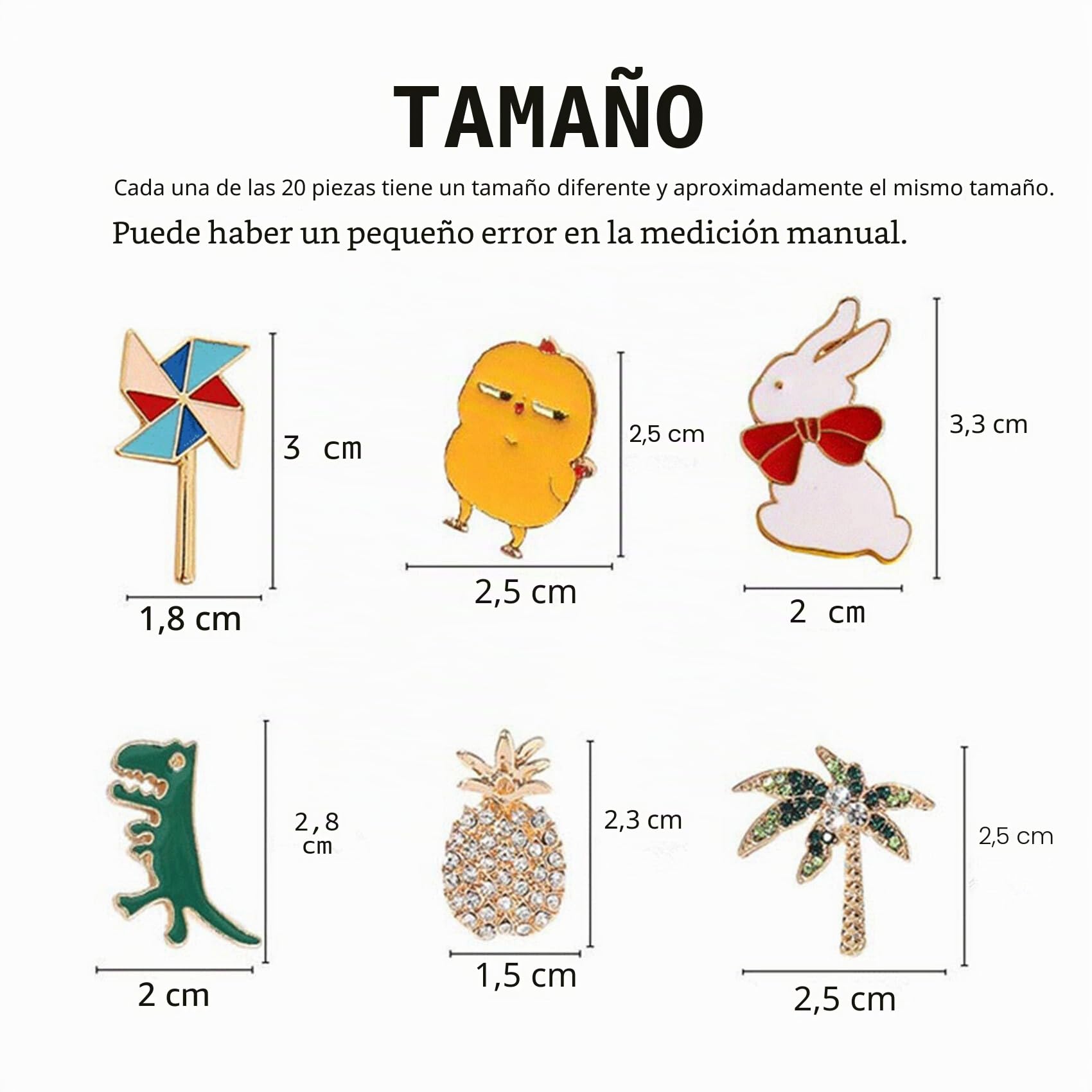 Juego de 20 pines esmaltados divertidos (estilo aleatorio), Metal, No es una piedra preciosa