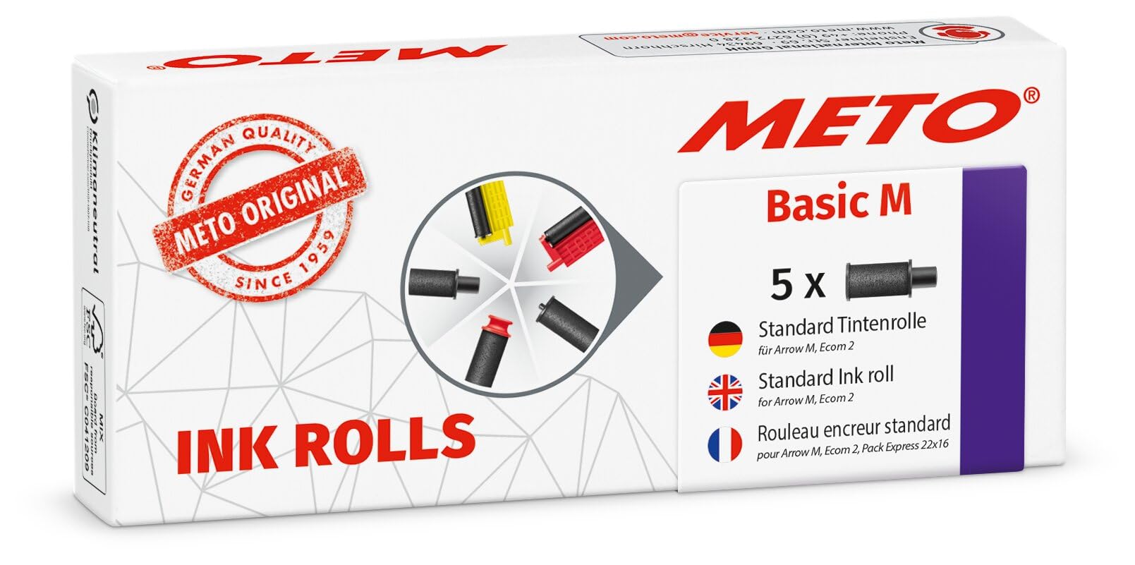 Meto, Basic M price bar set – price, item number (2-line, 16 positions, for 22x16mm labels, ready to use immediately), 1 x labeling device, silver