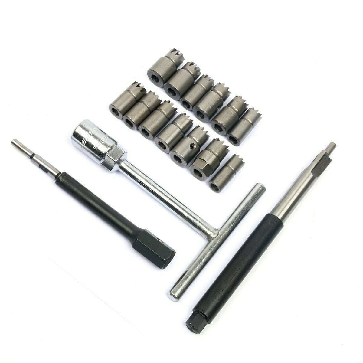 Kit 17 Piezas Escariador Asiento Inyector Diesel Cortador Universal Fresas Planas Angulares Acero Professional