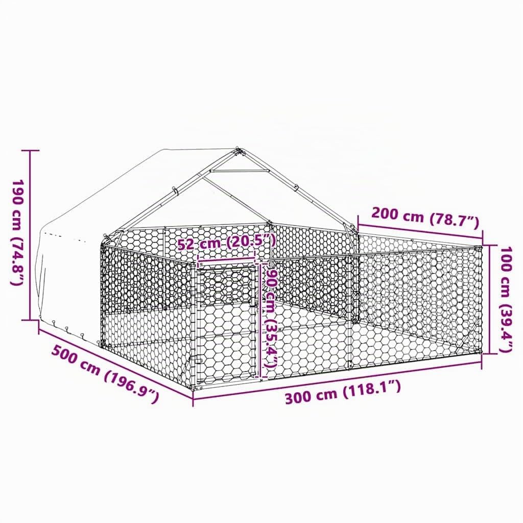 IKAYAA Cuccia per Cani da Esterno con Recinto Box per Cani da Esterno Gabbia Cani Recinto per Cani Cuccia Cane Esterno-5 x 3 x 1.9 m