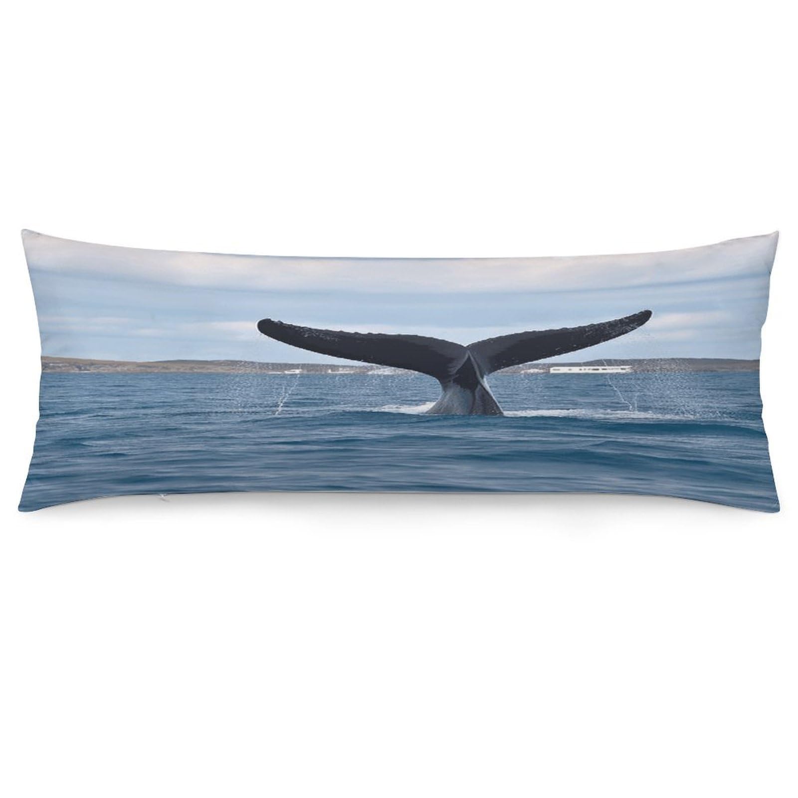 Whale Tail Throw Pillow Cover Soft Lumbar Pillow Covers with Zipper Breathable Rectangular Cushion Case Polyester Pillow Case Decorative Body Pillow Cover for Couch Bed