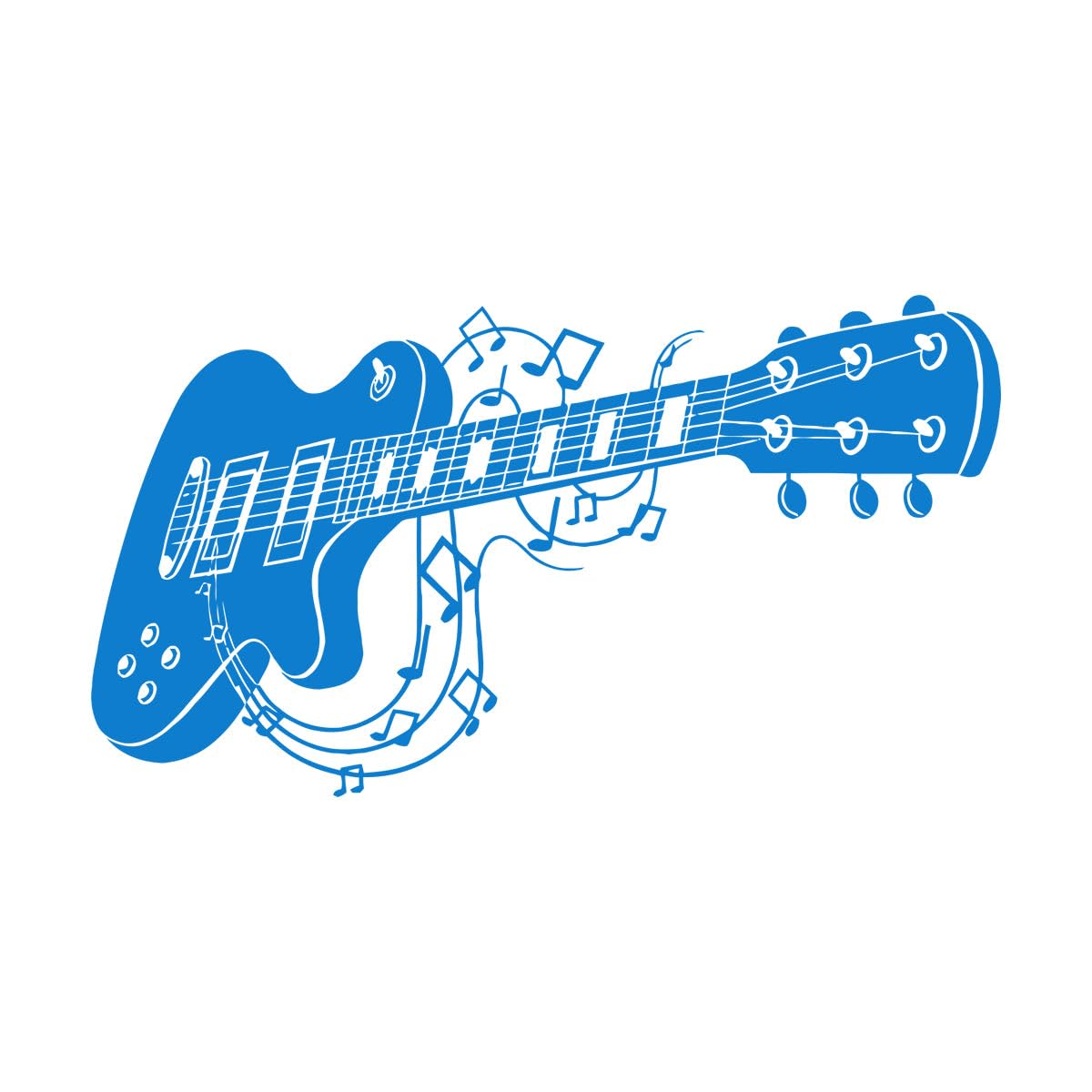 Musical Guitar Wall Decal Note Guitar Wall Sticker for Home Inerior Wall Decor Vinyl Decals Removable Waterproof Wallpaper Small - 32x57cm — image 1
