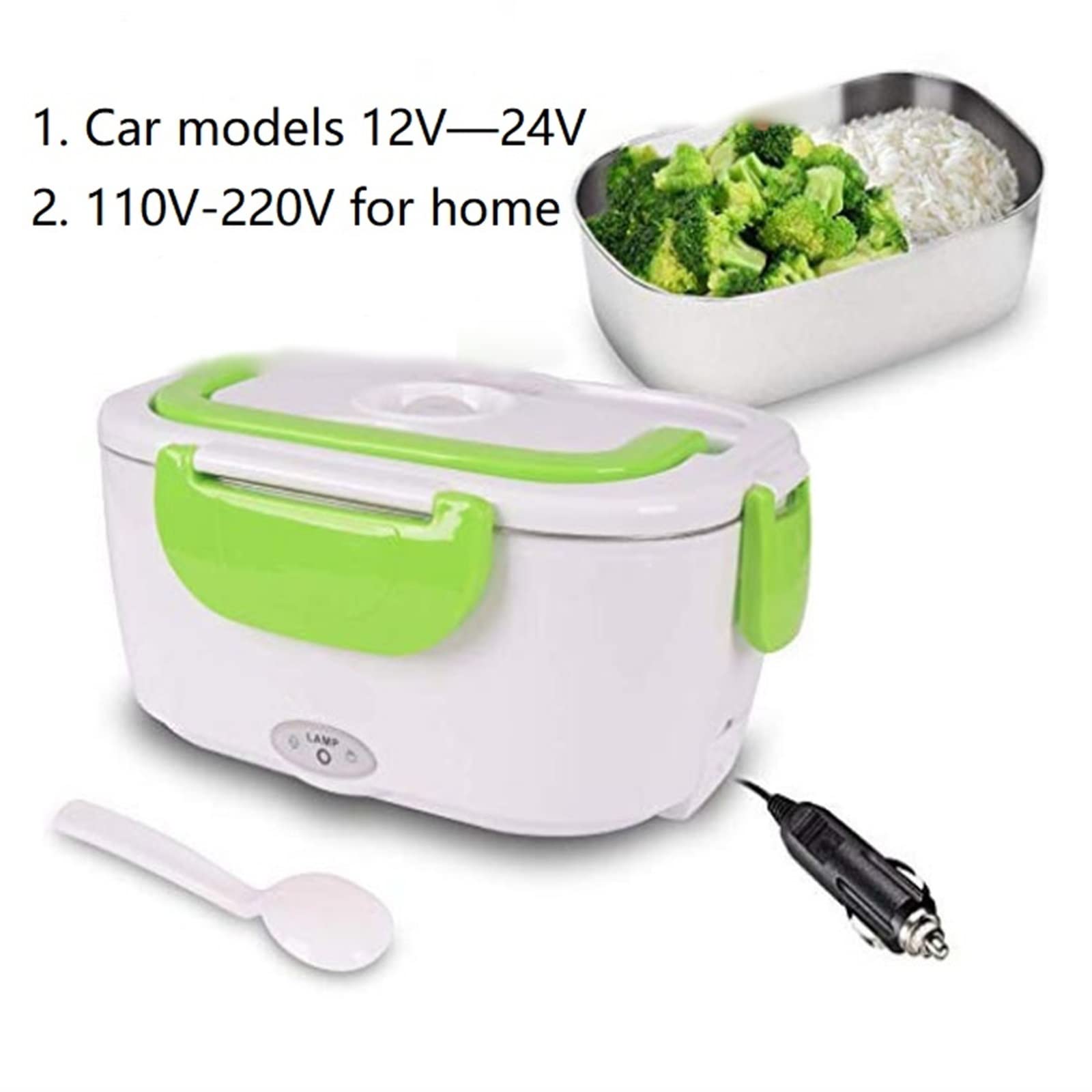 JINGYAN Boîte à bento Portable Electric Heated Lunch Box Bento Boxes Auto Car Food Rice Container Warmer for School Office Dinnerware(Orange)