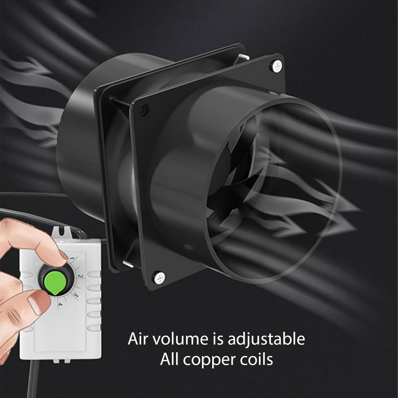Extractor de aire portátil con manguera de conducto de 3.3 ft ventilador de ventilación ajustable USB potente ventilador de escape de motor sin escobillas de 5 V 2 A para cocina y baño