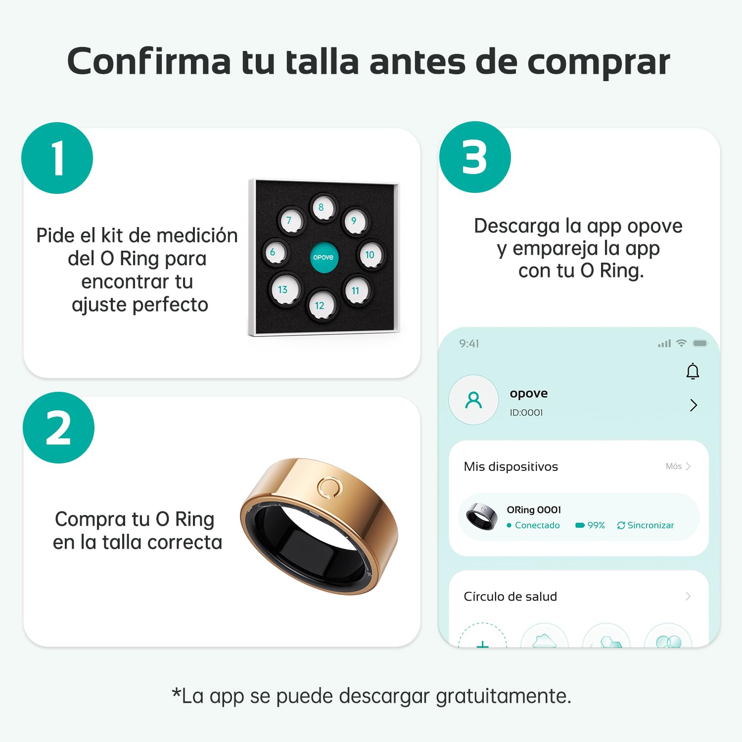 opove O Ring Anillo Inteligente, Smart Ring con Monitorea el sueño, la frecuencia cardíaca y el estrés y Calorías | sin suscripción | 8-12 días de autonomía | Compatible iOS & Android, Oro Rosa-8