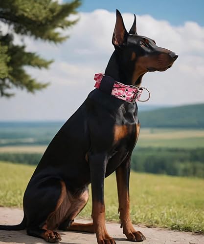 Miniatura 10 de Juego de collar y correa para perro, collares negros de 2 pulgadas de ancho con asa y correa de 5 pies para perros de raza extragrande, collar