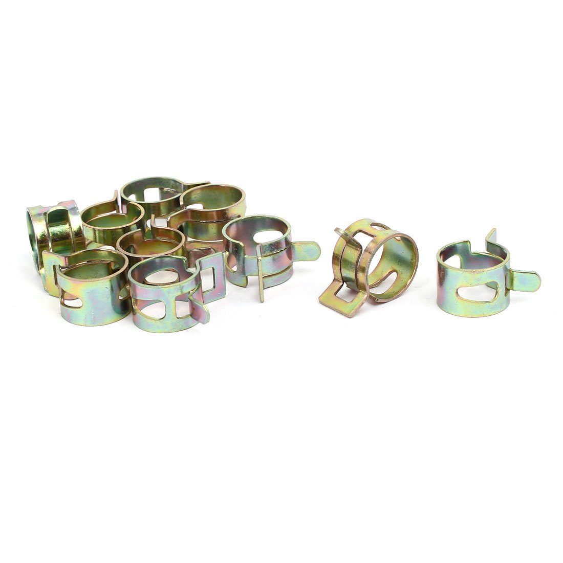 Aexit 12.5mm Inner Clamps Dia Yellow Zinc Plated Water Pipe Fuel Line Hose Clamps Strap Clamps Clips 10pcs