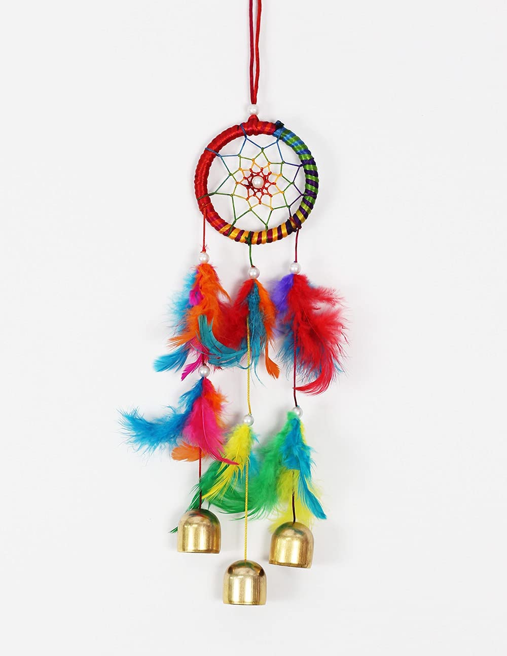 ARTBUG Dream Catcher Multicolor Dreamcatcher/Wind Chime - 3 Bells for Home Balcony Bedroom Decoration for Positivity and Happiness - 3 Inches Multi-image-6