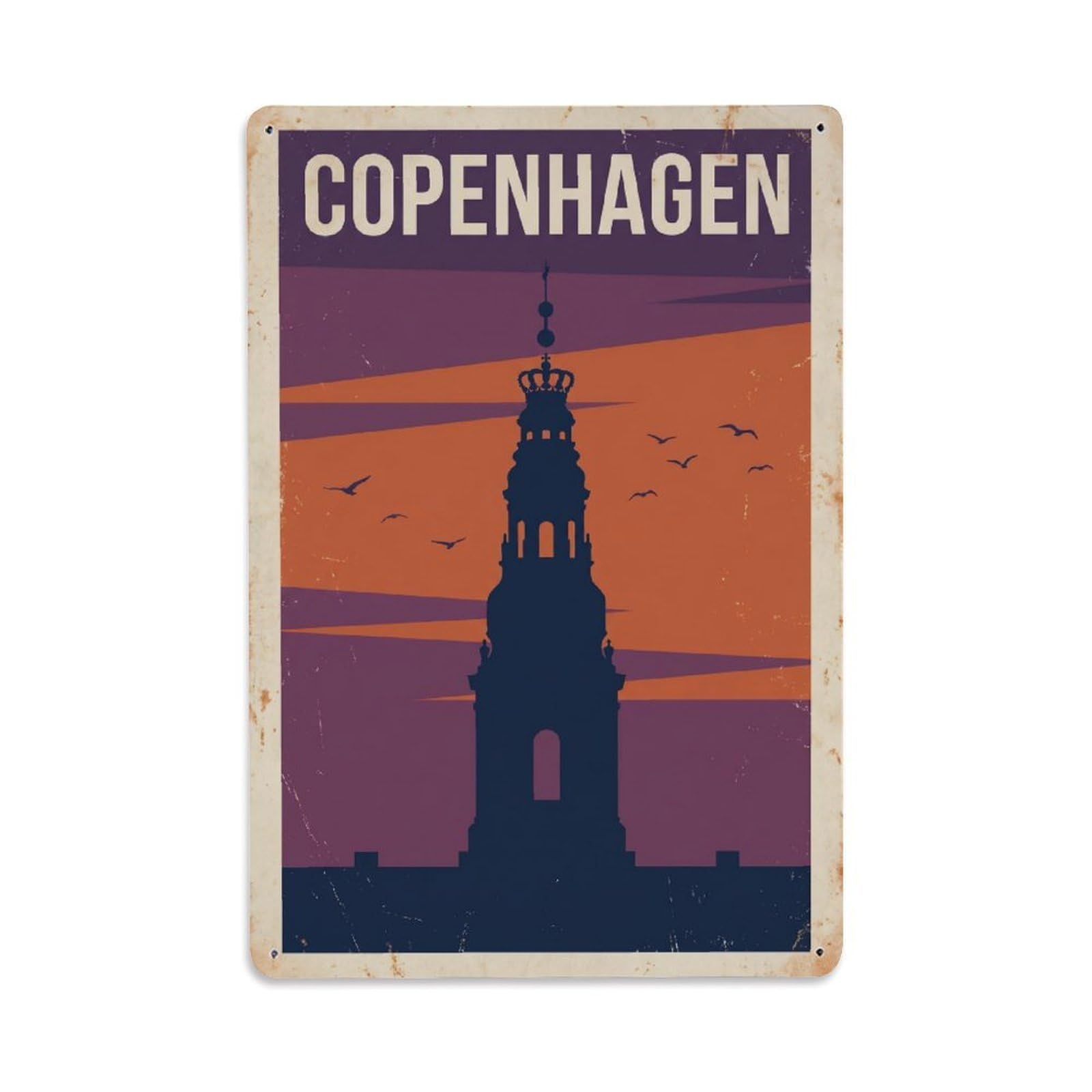 Este 8X12inch Style Vintage Travel Copenhagen Denmark Calm Metal Tin Sign