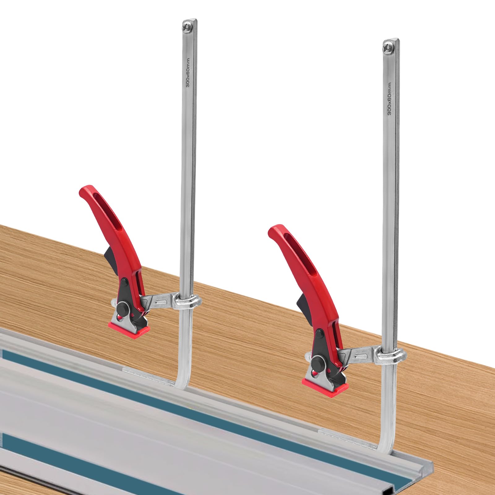 Lot de 2 serre-joints à une main cliquet 300 mm Angle de 120° réglable 600 N Pince à levier serrage rapide Serre-joint de table pour travail du bois et projets