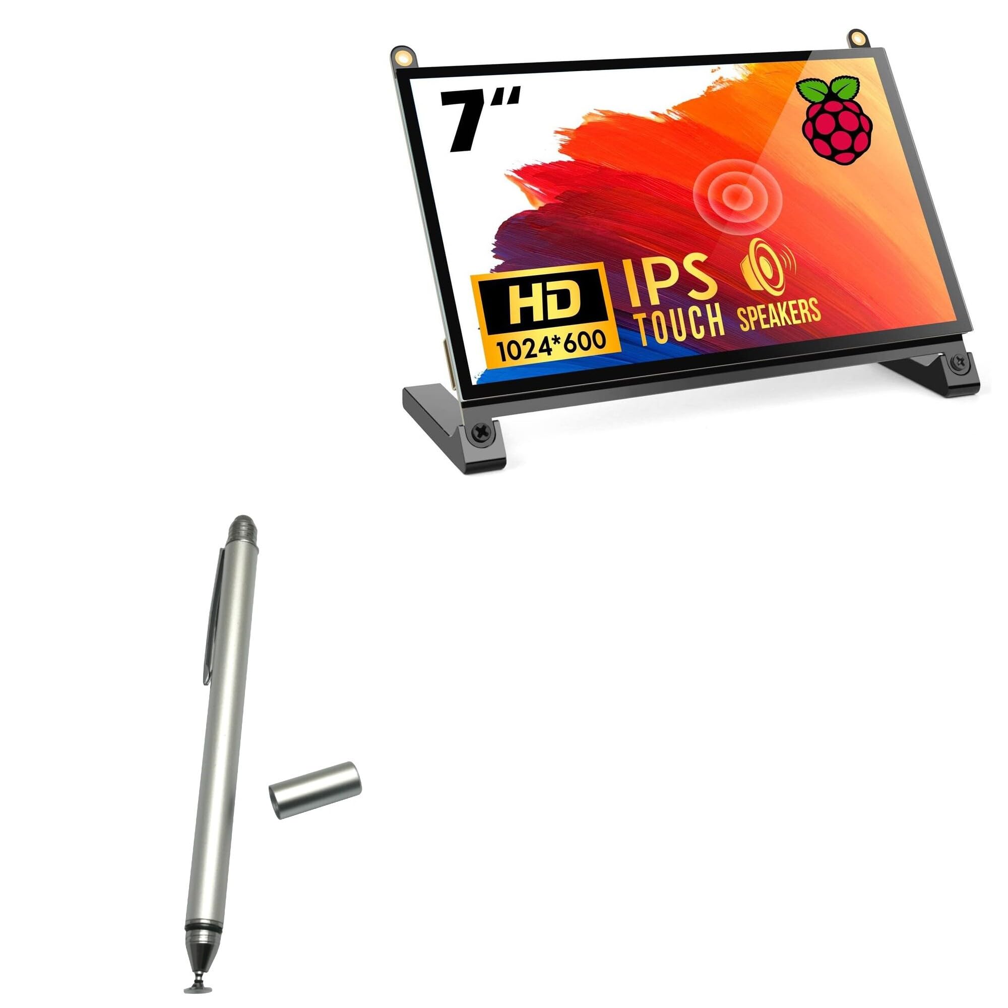 BoxWave Stylus Pen Compatible with ROADOM Raspberry Pi Screen Responsive Smooth Touch (7 in) - DualTip Capacitive Stylus, Fiber Tip Disc Tip Capacitive Stylus Pen - Metallic Silver