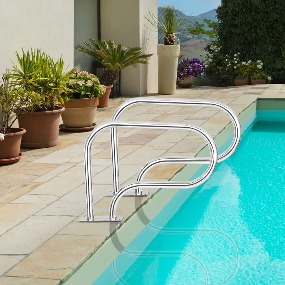 Pasamanos de seguridad para piscinas, pasamanos de escalera de spa de acero inoxidable de 3 curvas, fácil de instalar para piscinas de jardín y patio trasero