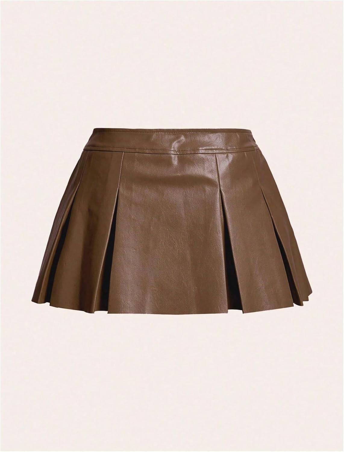 Milumia Women's Y2k Faux Leather Micro Mini Skirt Low Rise Pleated A Line Short Tennis Skirts - Image 2