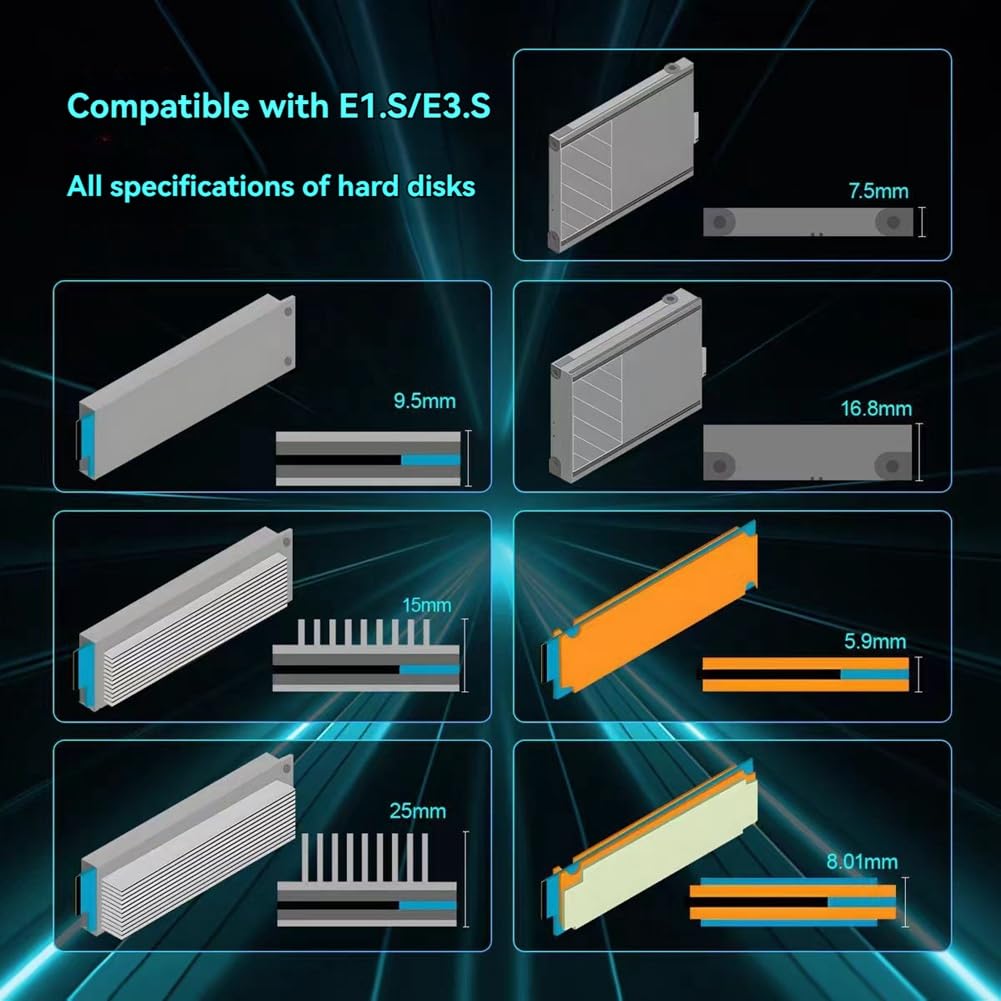 PCIe 5.0 Gen5 X4 do EDSFF E1. S/E3. S Karta adaptera SSD do PCI-E 5.0 4X U. 2/U. 3 Kompatybilność z uchwytem montażowym