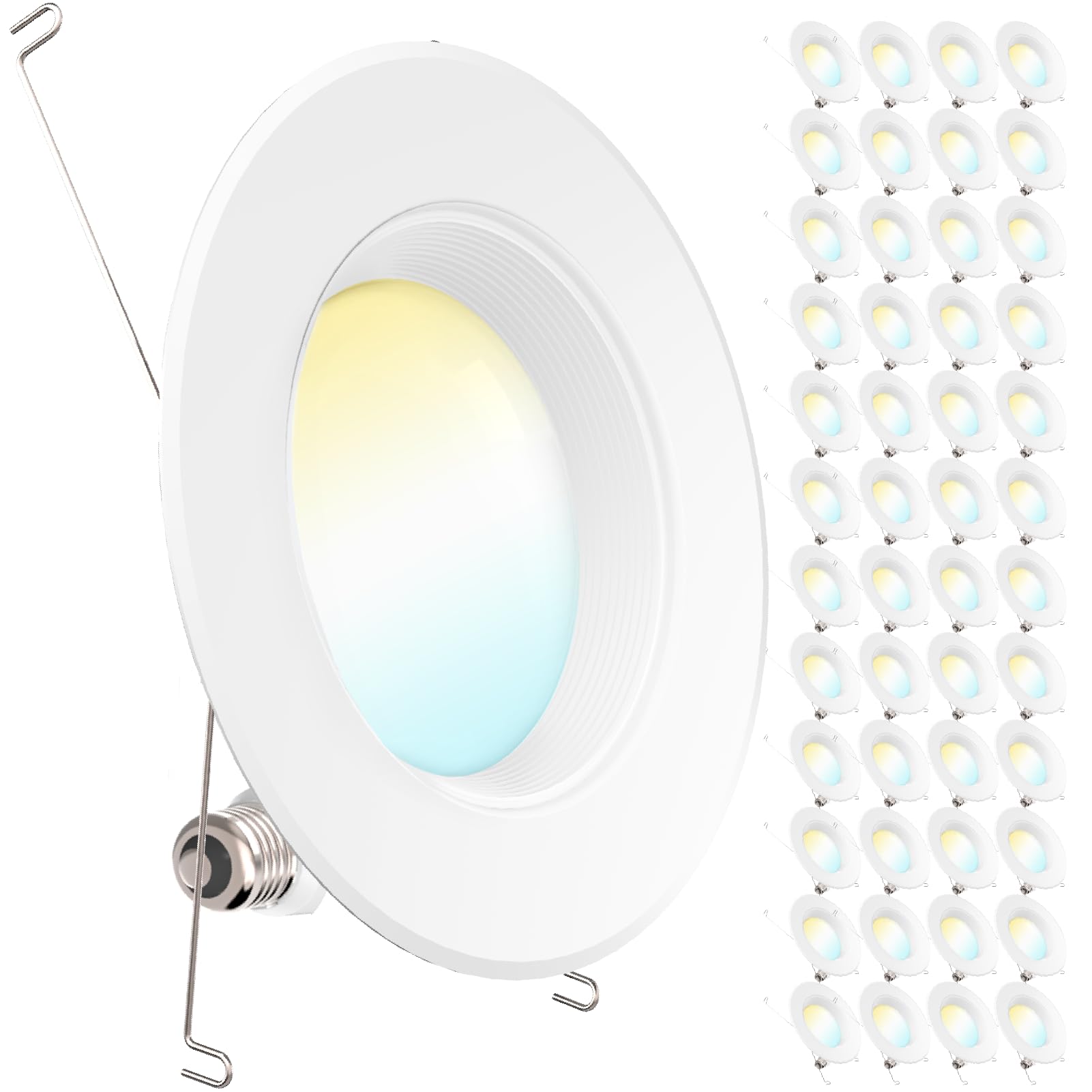 Sunco 48 Pack 5CCT Retrofit LED Recessed Lighting 6 Inch, 2700K/3000K/3500K/4000K/5000K Selectable, Dimmable Can Lights, Baffle Trim, 13W=75W, 965LM, Damp Rated - UL