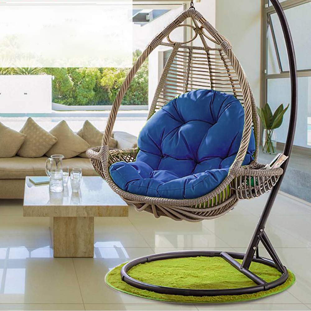 Cuscino da appendere per sedia a uovo per altalena, tappetino in rattan spesso con morbido cuscino per amaca, cuscino posteriore, per interni, esterni, patio, cortile, giardino, blu navy
