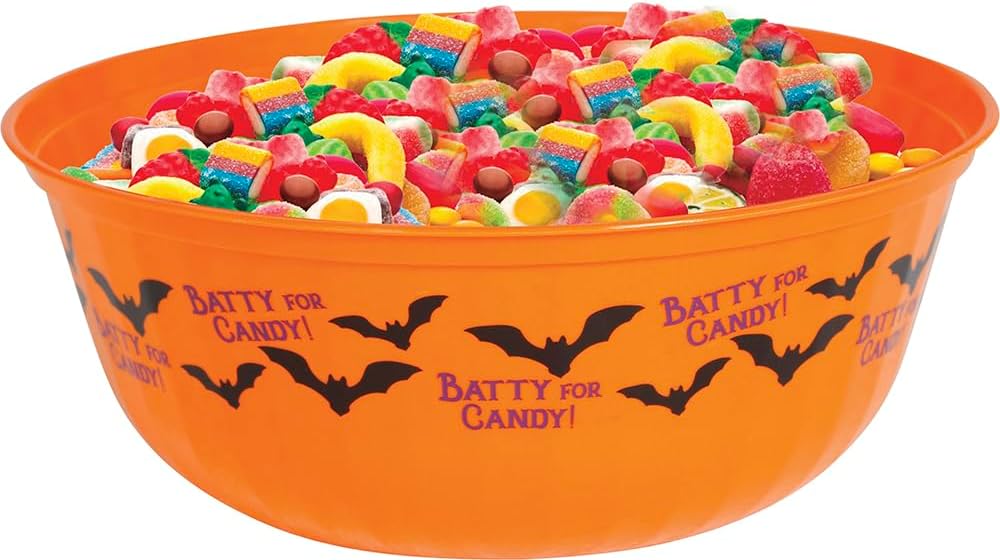 FIESTAS GUIRCA Orange Bowl with Bats (27 cm) - Reusable Table Decoration for Halloween Parties and Celebrations - Ideal for Themed Events and Scary Festivals - Orange