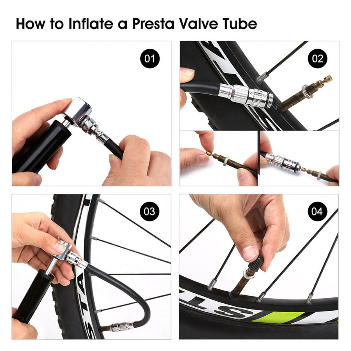 Parliky Quick Inflate Mini Pump for Bike Universal Handle Inflator American French Nozzles for Accessories