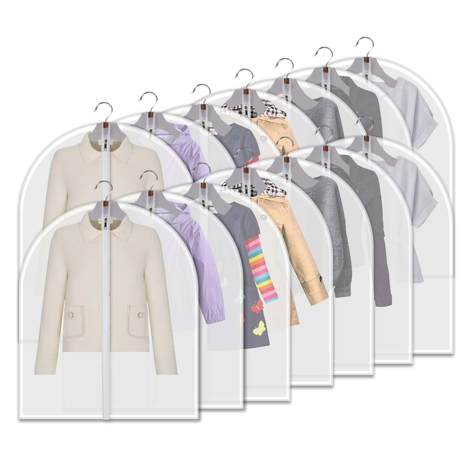 Clear Garment Bags for Hanging Clothes, 12 Pack 31 Inch, for Kids Clothes