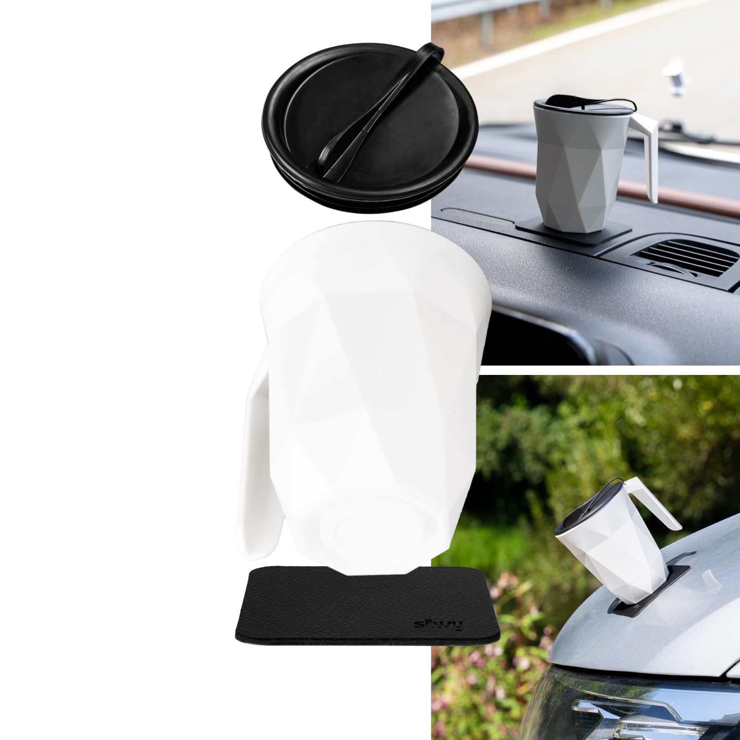 Kubek z uchem TO-GO z metalowym nano-żelowym podkładem BLACK
