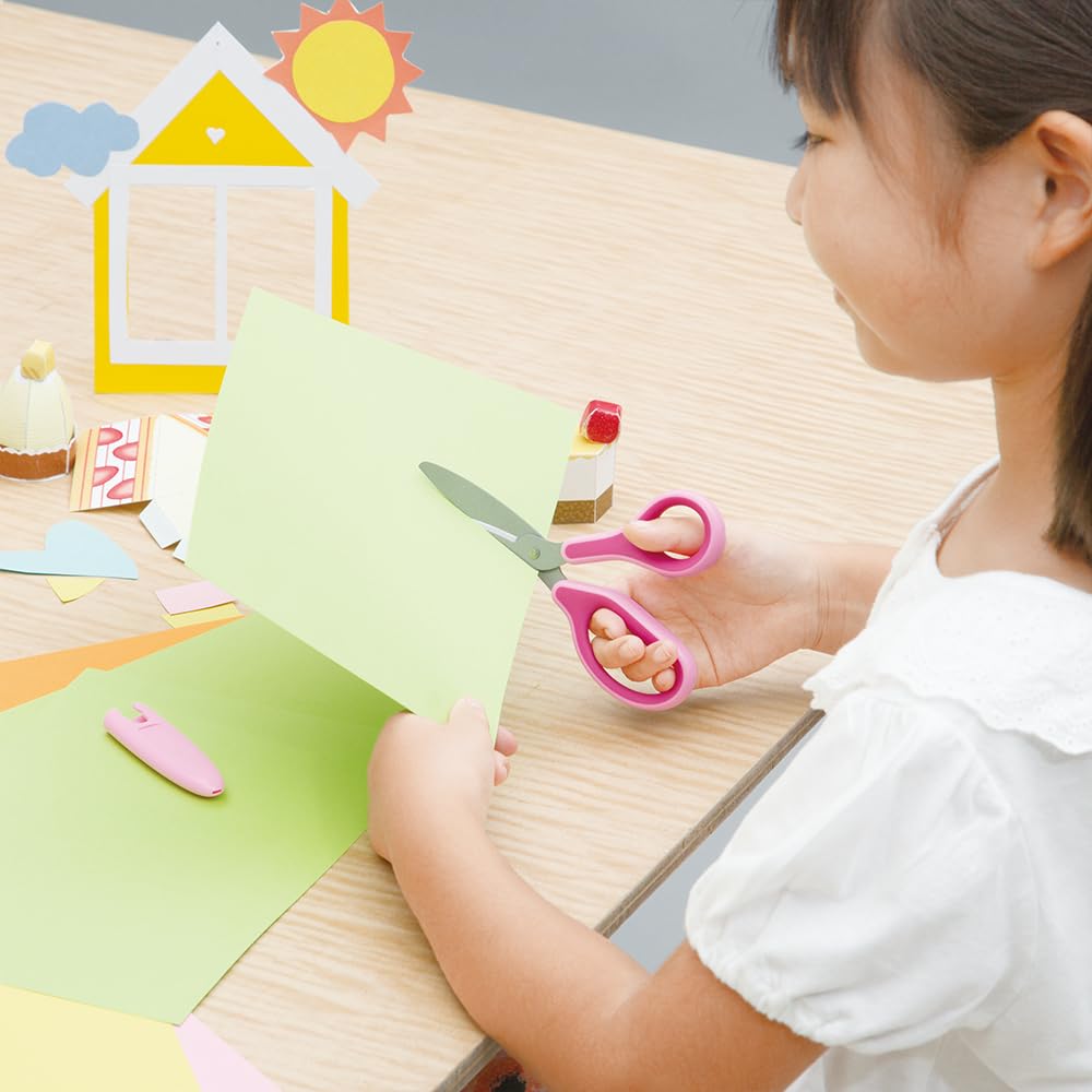 Plus Scissors SC-145MF Pink - Ergonomic Kids Scissors With Fluorine Coated Blade, Soft Grip, Safety Rounded Tips - View #9