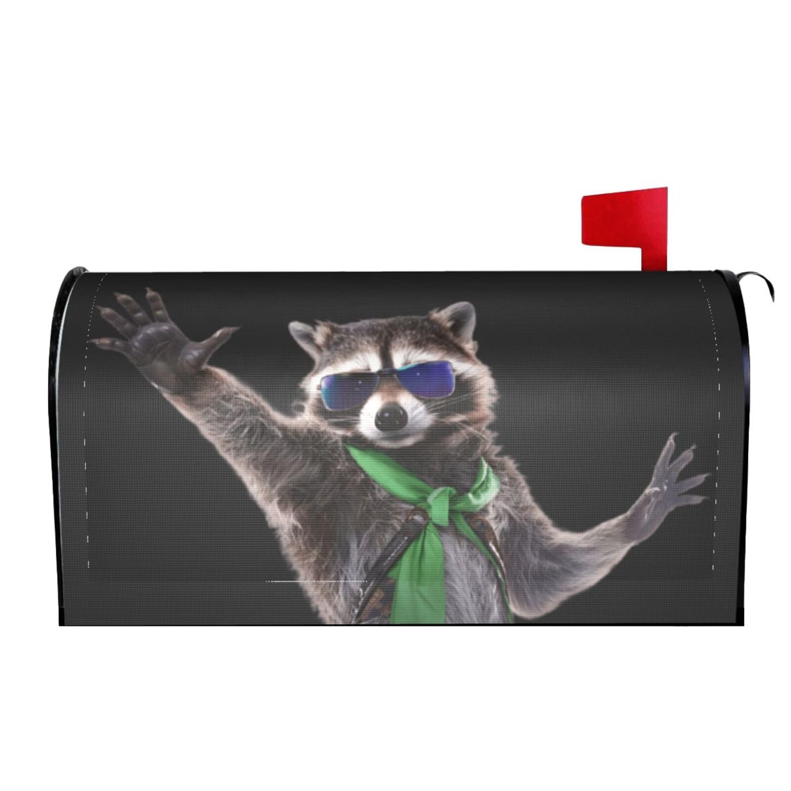 Funny Raccoon Red Sunglasses 02 Mailbox Covers Magnetic Wraps Post Letter Box Cover Garden Home Decor